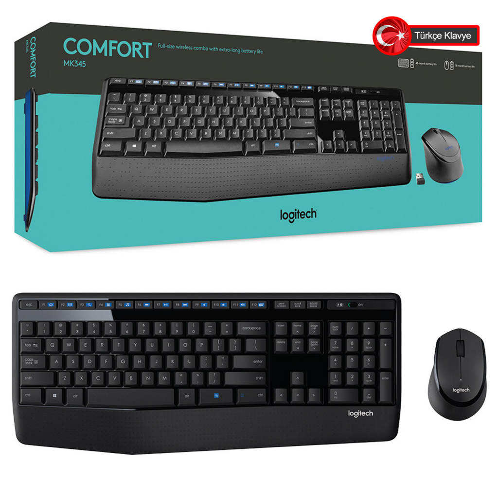 LOGITECH MK345 Q KABLOSUZ Multimedia Q KLAVYE&MOUSE SET 920-006514 ...
