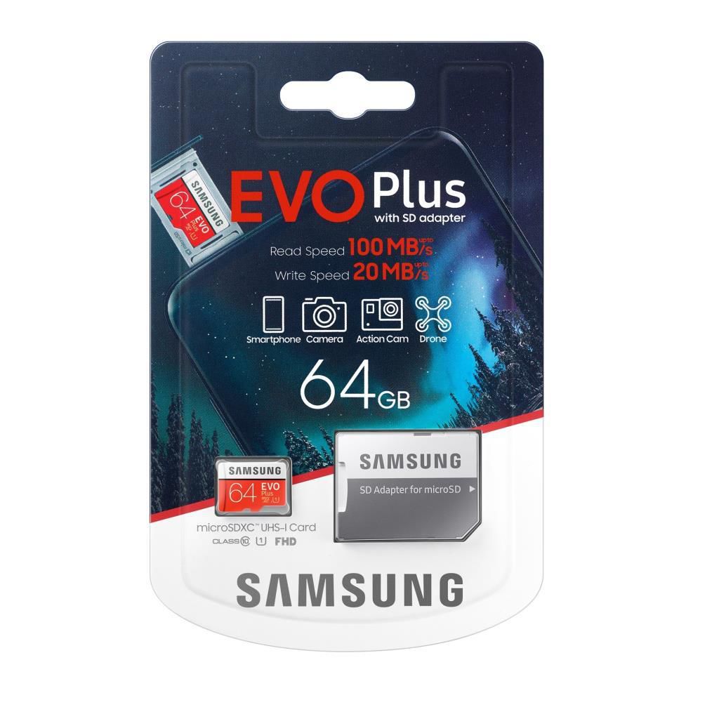 samsung 64gb microsd evo plus 100 60mb mb mc64ha tr