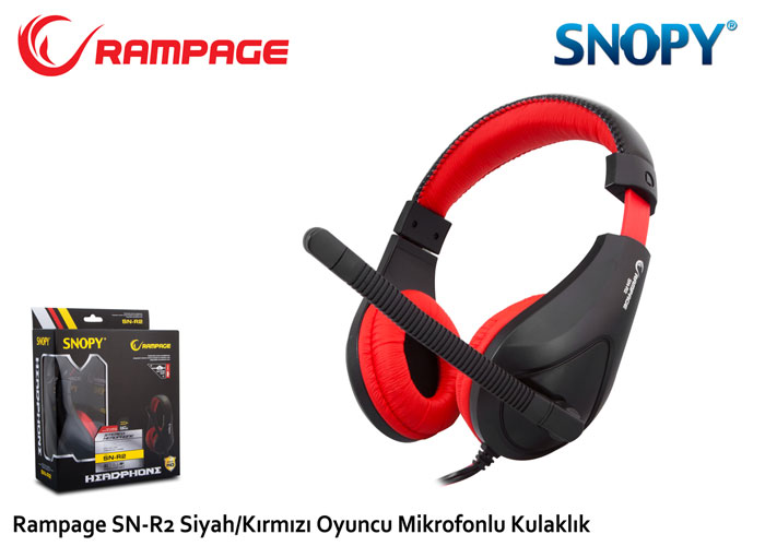 snopy rampage sn r2 oyuncu siyah kirmizi mikrofonlu kulaklik